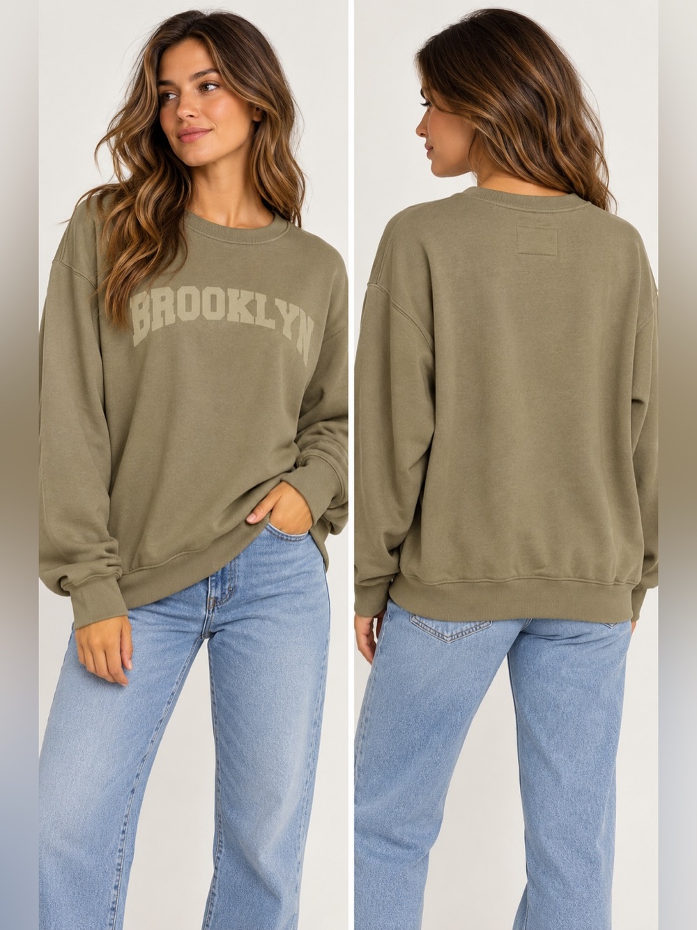 Precedent Oversized Crew Neck Sweatshirt Size Small Tan New